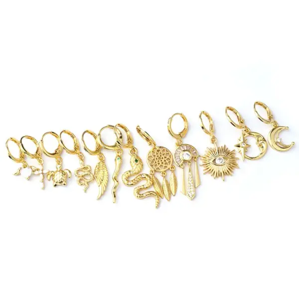 Ear Cartilage Rings & Studs Fashion Animal Copper Plating Artificial Gemstones