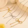 Wholesale 304 Stainless Steel Bow Knot PVD Coated Real Gold Plated IG Style Simple Style Waterproof Non Tarnish Gold Silver Earrings Necklace