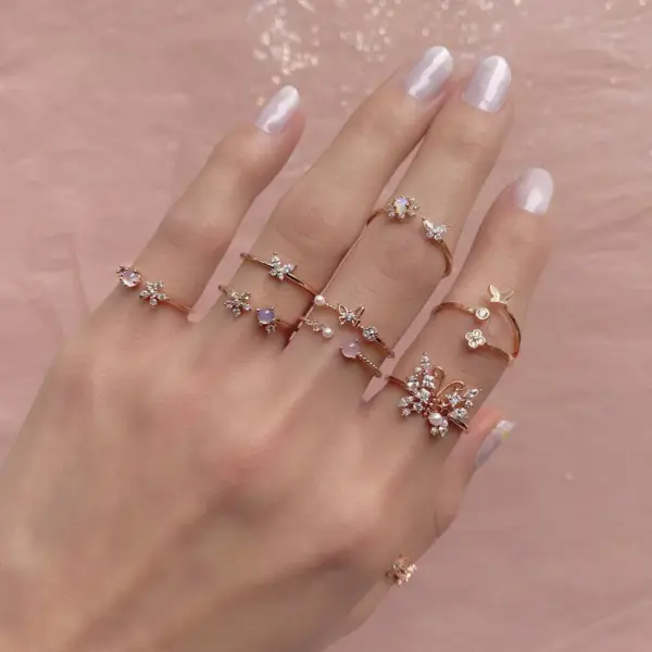 Wholesale Copper Flower Artificial Gemstones Rings