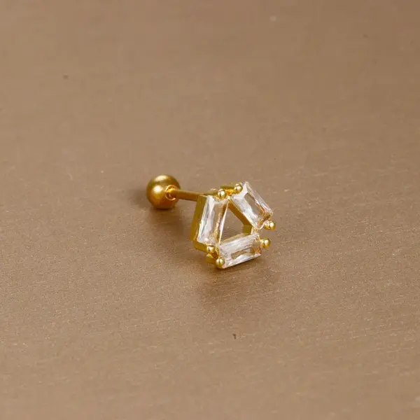 Wholesale 1 Piece Simple Style Heart Shape Crown Snake Plating Inlay Stainless Steel Zircon Cartilage Earrings