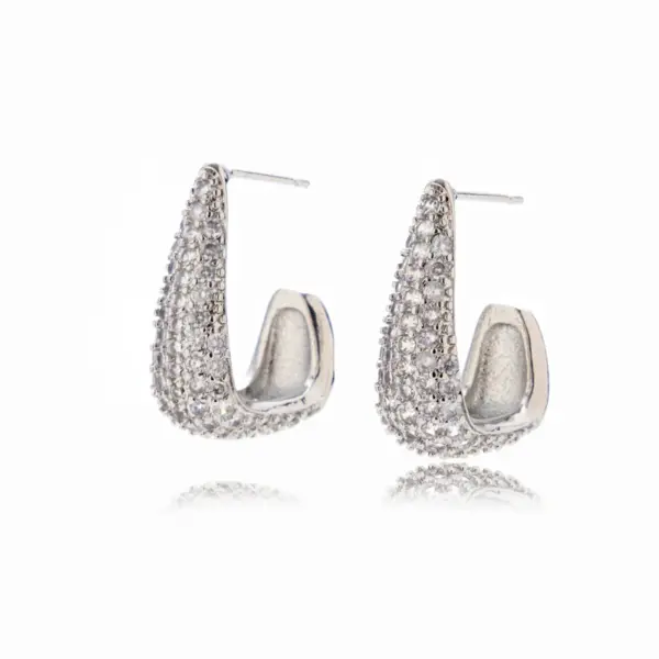 Wholesale 1 Pair Vintage Style French Style Simple Style C Shape Inlay Copper Zircon Hoop Earrings