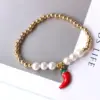 Wholesale Copper Ball Chain Beaded Pearl Cherry Strawberry Chili Bracelets