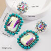 Wholesale European and American colored diamond exaggerated bohemian earrings women inlaid pearl turquoise fashion shiny earrings cross-border supply