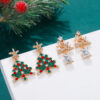 Wholesale European and American Exaggerated Creative New Diamond-encrusted Christmas Tree Earrings Personalized Elegant Christmas Diamond Earrings Earrings Women