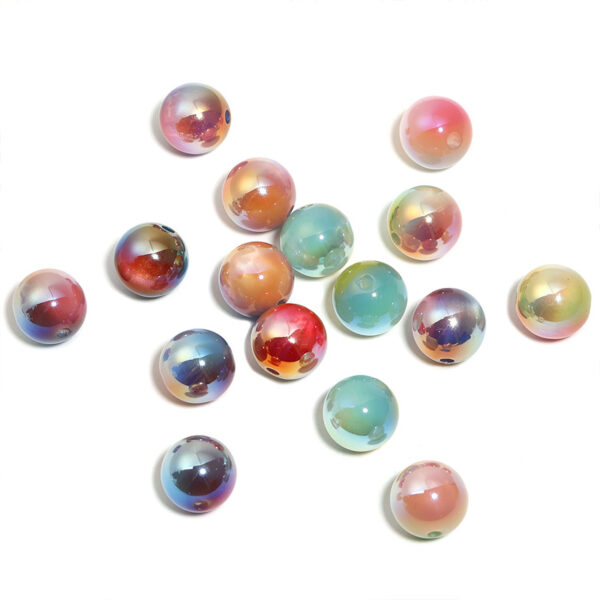 Wholesale 16mm UV-coated gradient cat's eye beads, acrylic straight hole round beads, DIY mobile phone chain jewelry accessories, loose beads wholesale.