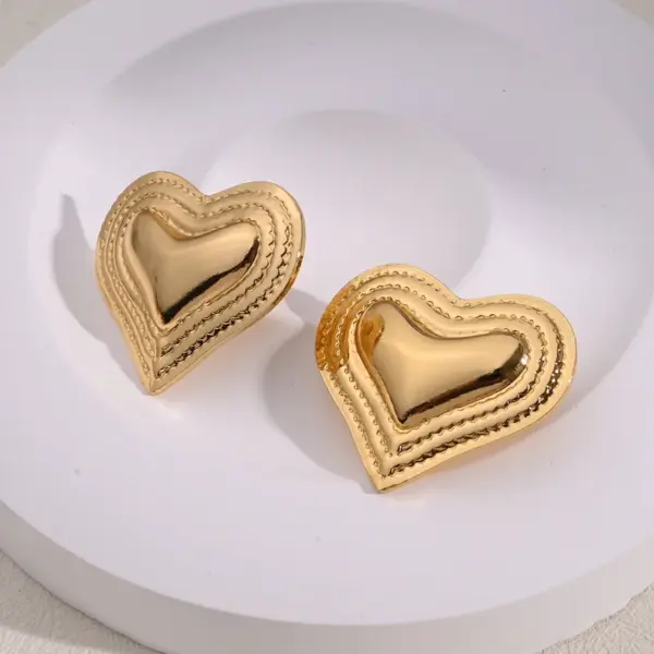Electroplating Golden Plated Lips Red Heart 304 Stainless Steel Casual Simple Style Polishing Plating Earrings