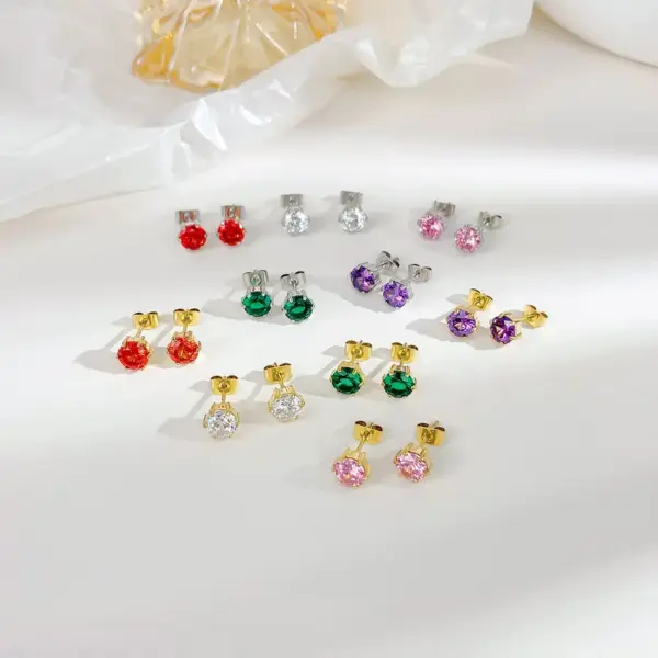 Wholesale PVD Coated 18K Gold Platinum Real Gold Plated Round 304 Stainless Steel Simple Style Waterproof Non Tarnish Ear Studs