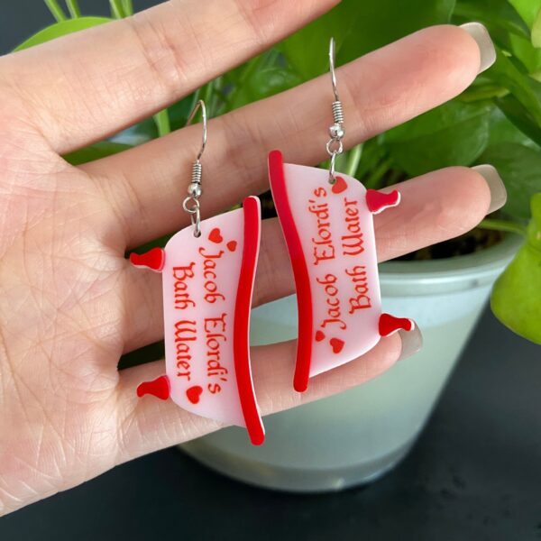 oly-89ea858123ee6e96358fac5189c5481e Wholesale Valentine's Day series cute pink bathtub acrylic patchwork earrings with English letters