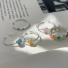 Wholesale Alloy Silver Plated Inlay Heart Shape Flower Zircon Copper Rings