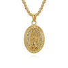 oly-89ebbbfd39b15201e560a9ec7316885d Wholesale Cross-border European and American Hip Hop Hihop Virgin Mary Titanium Steel Necklace Plated 18K Gold Retro Great Wall Pattern Men's Pendant
