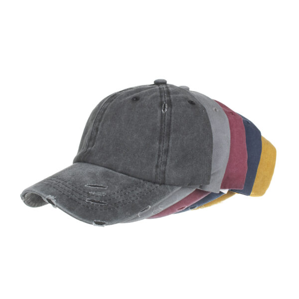 Wholesale Cross-border beautiful goods ponytail broken hole cap children do old washed baseball cap curved eaves light board cap solid color cap B838