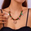 Wholesale Christmas Wreath Diamond Sweater Necklace