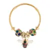 Wholesale Fashion Circle 304 Stainless Steel Alloy Gold Plated Rhinestones Bracelets In Bulk