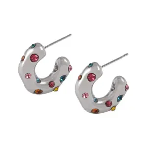 F602-Steel Color Zirconium Earrings
