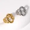 Wholesale PVD Coated Real Gold Plated 18K Gold Oval Solid Color 304 Stainless Steel Simple Style Waterproof Non Tarnish Open Ring