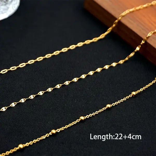 Solid Color Vacuum Plating Real Gold Plated Casual Simple Style Classic Style Waterproof Non Tarnish Chain Gold Anklet