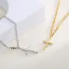 Wholesale Minimalist Elegant Necklace For Women, 18K Gold Plated Hammered Cross Pendant Necklace