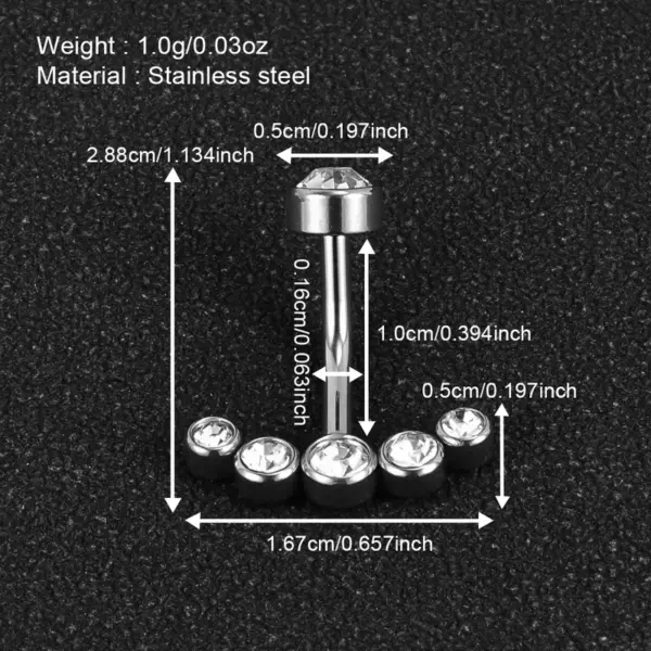 oly-8a09502371ff7e49011556cd580bccc6 Wholesale 1 Piece Belly Rings Simple Style Classic Style Solid Color 302 Stainless Steel 316 Stainless Steel lishing Rhinestone Inlay Diamond Belly Rings