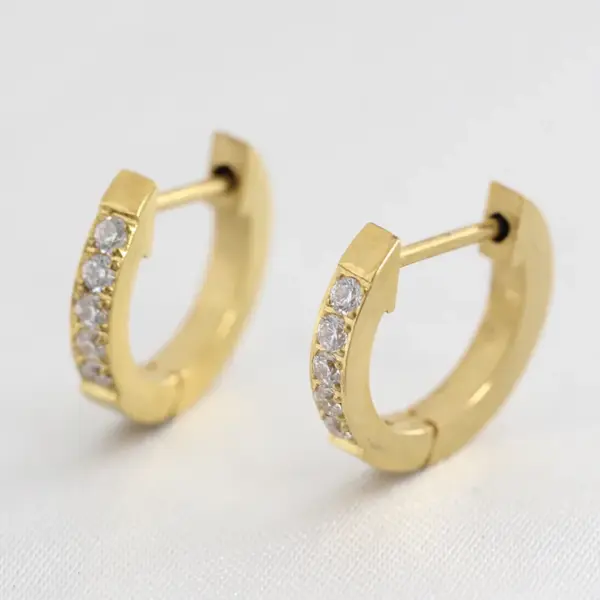 Wholesale Simple Style Round Titanium Steel Artificial Rhinestones Earrings 1 Pair