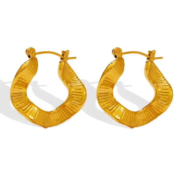 Wholesale PVD Coated Real Gold Plated 18K Gold Waves 304 Stainless Steel Fashion Waterproof Non Tarnish Earrings