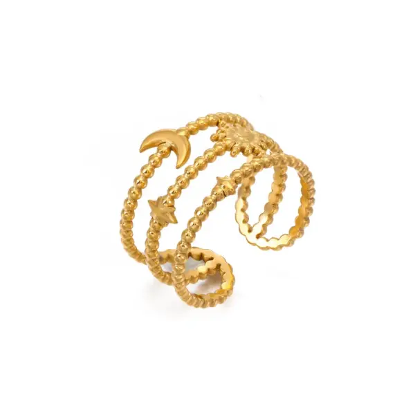 Wholesale PVD Coated 18K Gold Plated Star 304 Stainless Steel Simple Style Waterproof Non Tarnish Rings