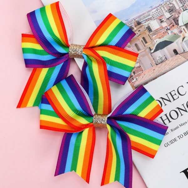 Wholesale Children's Bow Hairpin Rainbow Rib Bow Clip Cute Girl's Hair