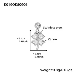 K019-Steel Color Four-leaf Flower Zircon Pendant