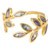 Wholesale Original Retro New Chinoiserie National Trend Enamel Leaf Open Ring Antique Design Elegant Versatile Jewelry for Women