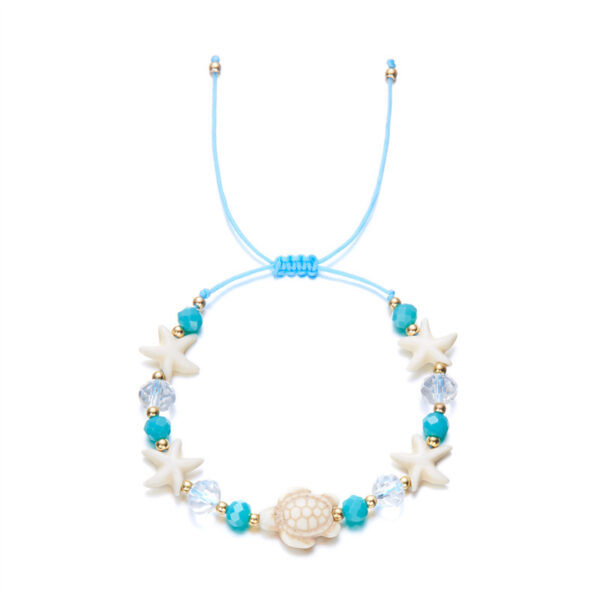Wholesale European and American Cross-border Bohemian Hand-woven Bracelet Ins Marine Series Starfish Conch Turquoise Pull Hand Rope