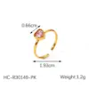 Wholesale 304 Stainless Steel Heart Shape PVD Coated Zircon 18K Real Gold Plated Vacation Modern Style IG Style Waterproof Non Tarnish Inlay Red Open Rings