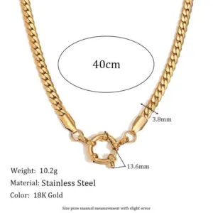 Wholesale PVD Coated Real Gold Plated 18K Gold Solid Color 304 Stainless Steel Simple Style Classic Style Waterproof Non Tarnish 304 Stainless Steel Necklace