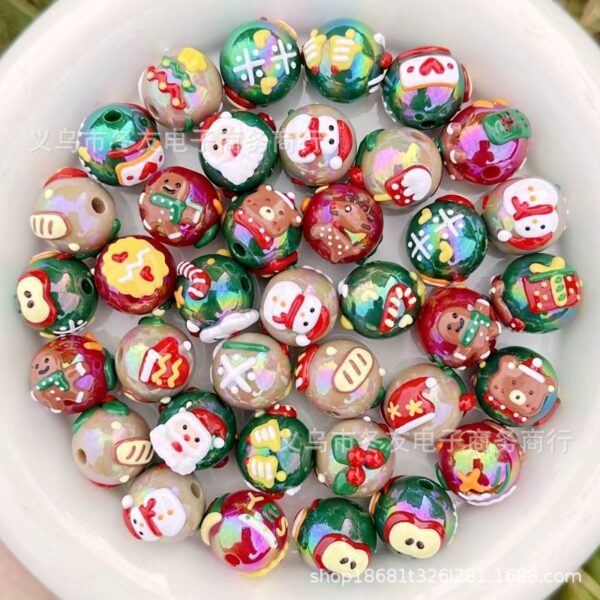 Wholesale Painted Acrylic Christmas Hand-painted Beads