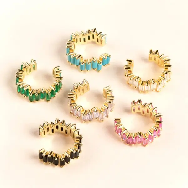 Wholesale Fashion Geometric Copper Ear Clips Inlay Zircon Copper Earrings 1 Piece