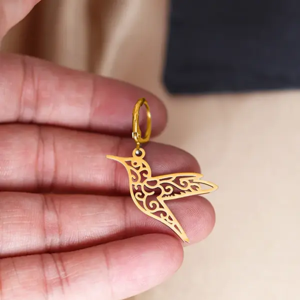 Wholesale PVD Coated Gold Plated Silver Plated Hummingbird 304 Stainless Steel French Style Simple Style Waterproof Non Tarnish Drop Earrings