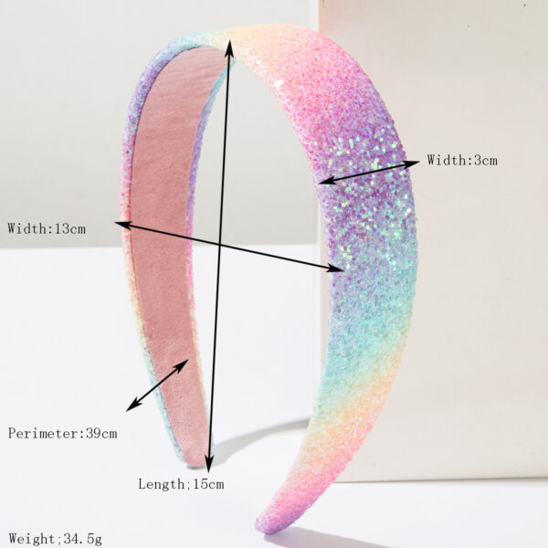 Wholesale Cross-Border New Style Simple Rainbow Color Sequin Plaid Headband Women's High-End Fashion Gradient Versatile Super Shiny Hair Accessories