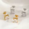 Wholesale 1 Pair Elegant Simple Style Artistic Geometric Square Plating Inlay 304 Stainless Steel Zircon 18K Gold Plated Ear Studs
