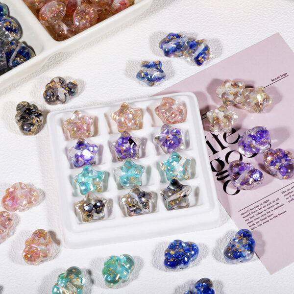 oly-8a40eda3bc677145d32a0637d3d7894a Wholesale Transparent Colorful Shell Five-inted Star Cloud Through-Hole Beads DIY Handmade Beaded Mobile Phone Chain Loose Bead Jewelry Aessories