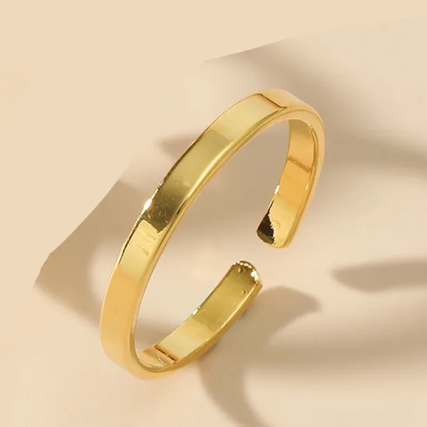 Wholesale PVD Coated Real Gold Plated Solid Color Titanium Steel Simple Style Waterproof Non Tarnish Open Ring