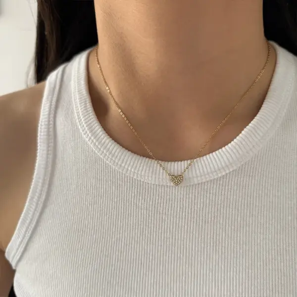 Wholesale Stainless Steel New Exquisite Micro Inlaid Zircon Minimalist Style Versatile Heart Pendant Necklace For Women Vacuum Furnace Electroplating High Quality Non-Fading Jewelry