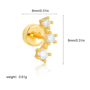 Gold Triple Zirconia G048_17