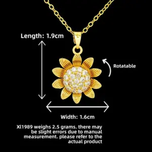 XL1989 Rotating Sunflower Necklace / Gold