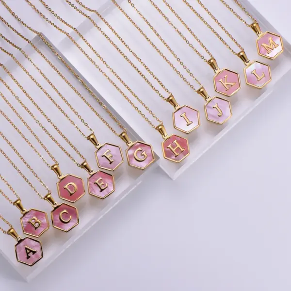 Wholesale PVD Coated 18K Gold Plated Letter 304 Stainless Steel Waterproof Non Tarnish 304 Stainless Steel Pendant Necklace