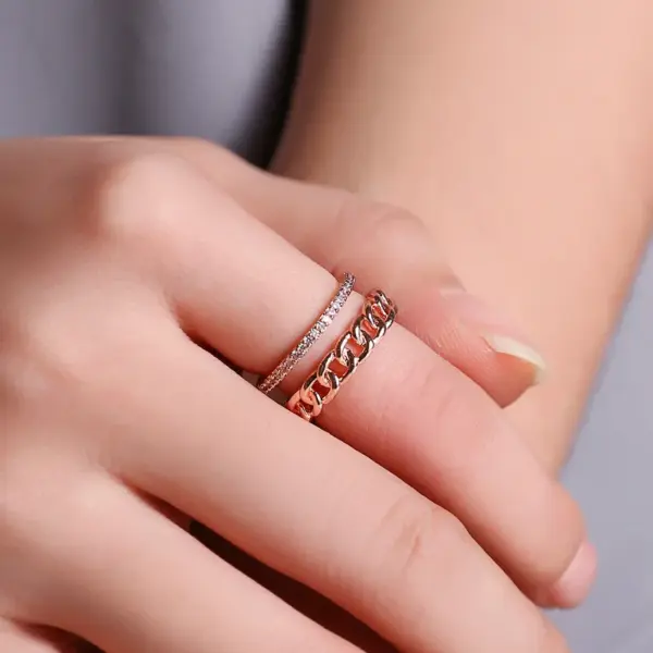 Copper Geometric Artificial Gemstones Copper Rings