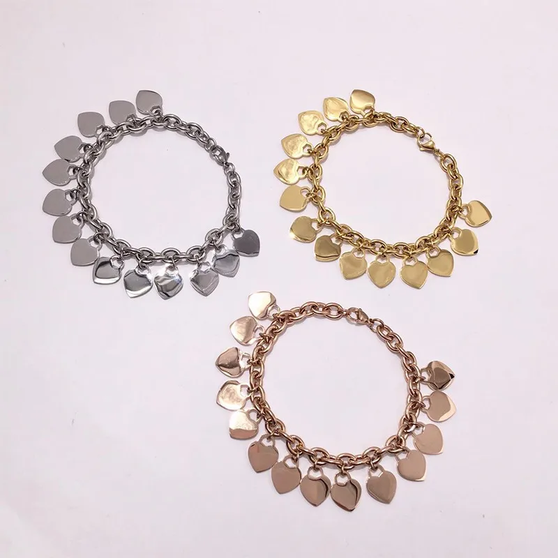 Wholesale PVD Coated 14K Real Gold Plated 18K Real Gold Plated 24K Real Gold Plated Heart Shape 304 Stainless Steel 316L Stainless Steel 316 Stainless Steel Basic Classic Style Plating Bracelets