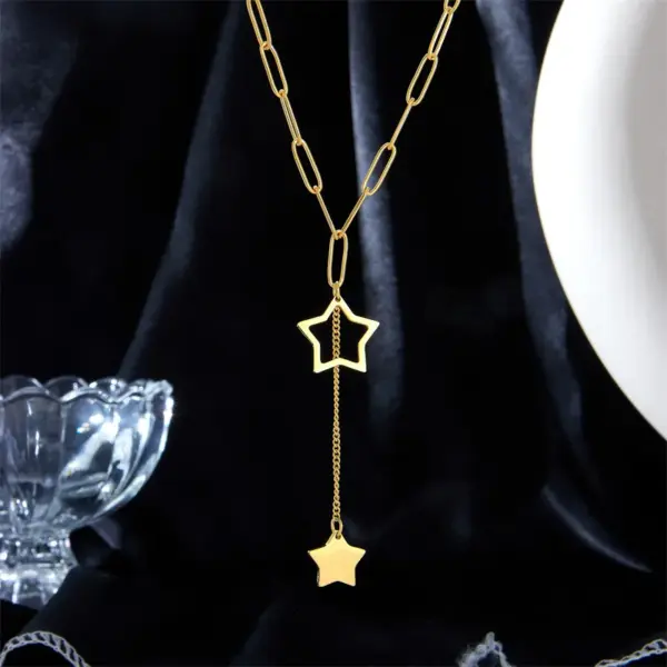 Wholesale PVD Coated 18K Gold Plated Geometric 304 Stainless Steel Waterproof Non Tarnish 304 Stainless Steel Necklace