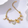 PVD Coated Real Gold Plated 18K Gold Heart Shape 304 Stainless Steel Elegant Waterproof Non Tarnish 304 Stainless Steel Bracelets