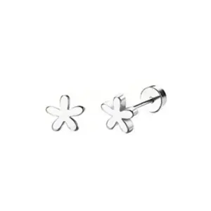 Silver / One Size / Flower Stud Earrings
