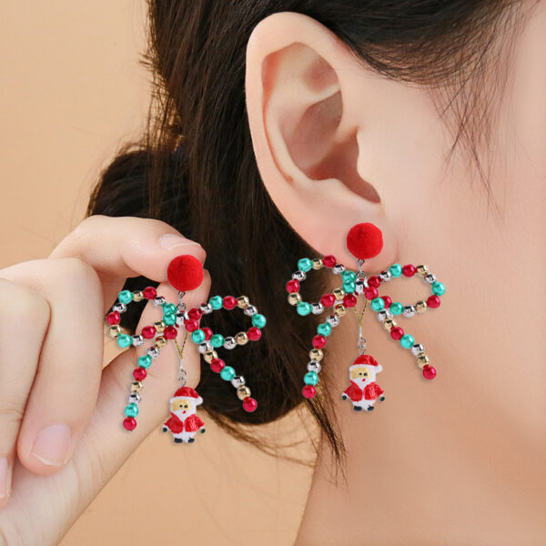 Wholesale Colorful bow pom-pom earrings