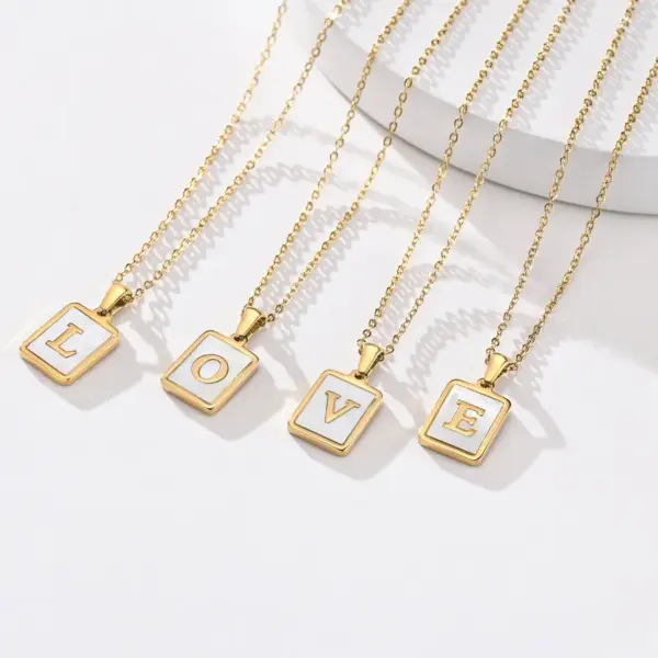 Wholesale Jewelry Modern Style Geometric Letter 201 Stainless Steel Plating Stainless Steel Necklaces
