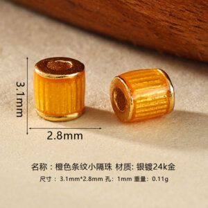 Orange striped spacer beads